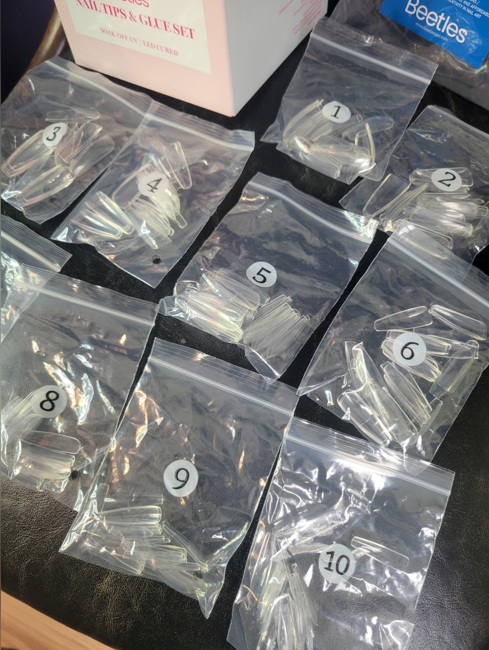 Beetles Clear Press-On Nail Tips - 10-Size Set, READ DESCRIPTION - Picture 3 of 8